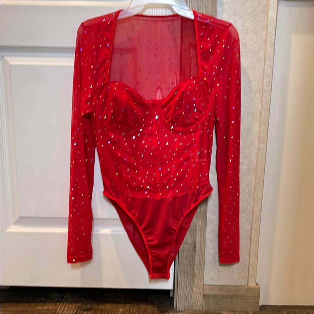 Red Long Sleeve Bodysuit